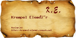 Krempel Elemér névjegykártya